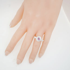 Sterling Silver Pink CZ Halo Ring
