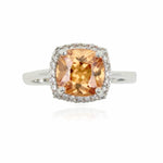 Sterling Silver Square Champagne CZ Halo Ring