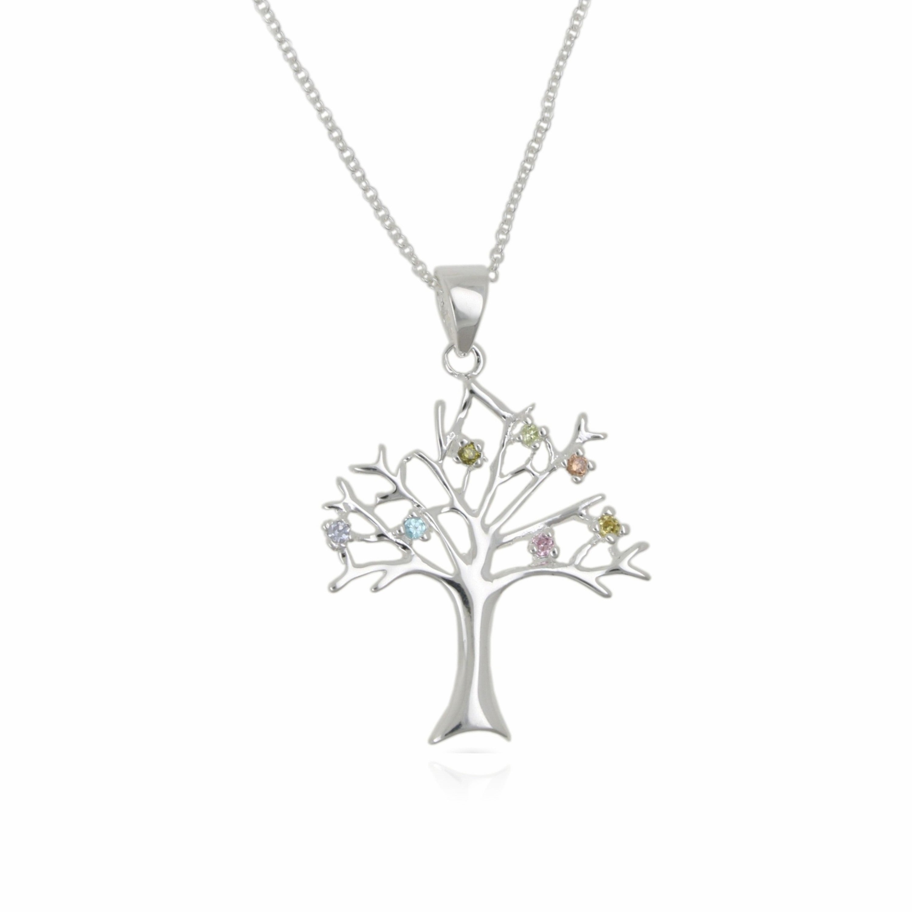 Sterling Silver Tree of Life CZ Pendant & Chain
