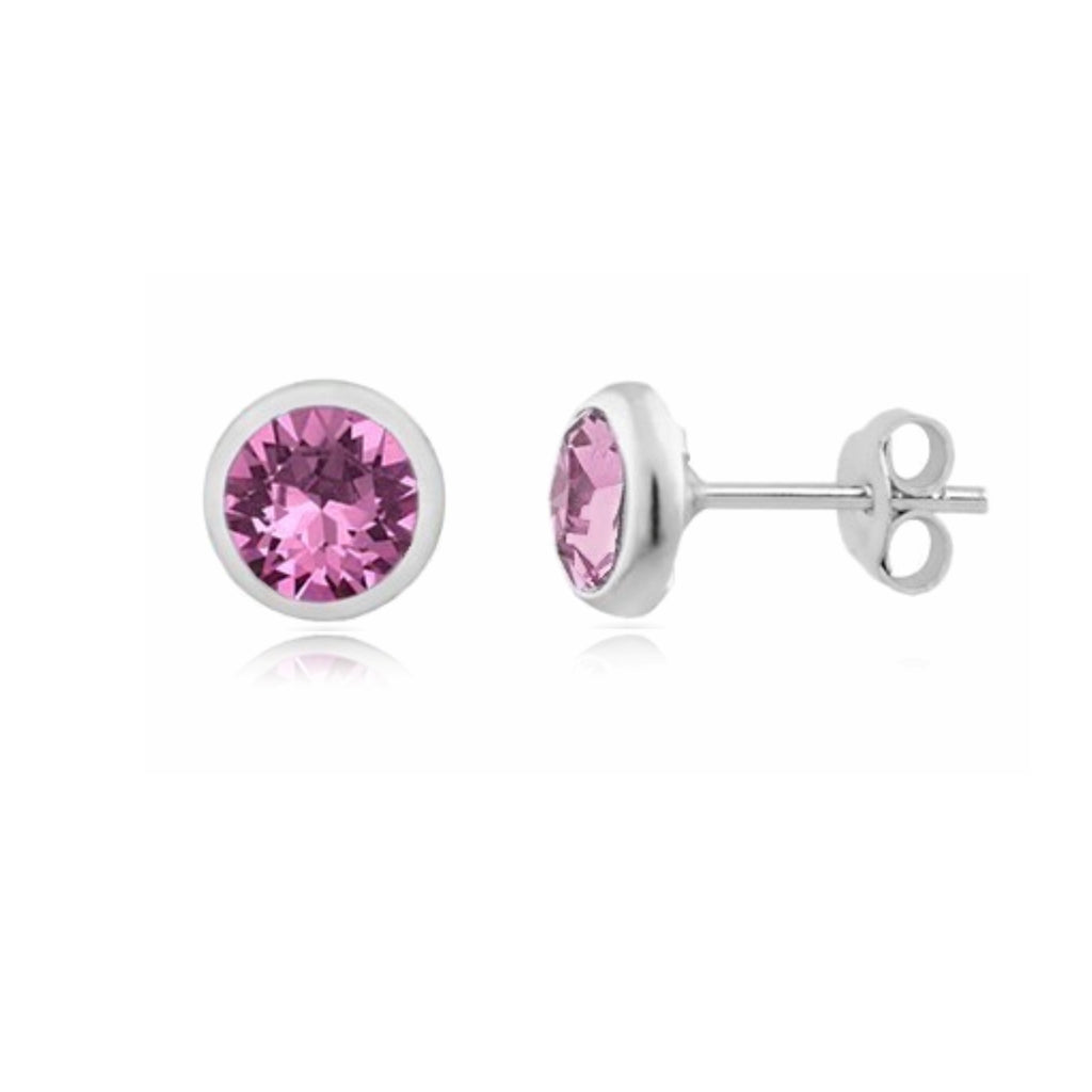 Sterling Silver Pink Austrian Crystal 5.5m Stud Earrings