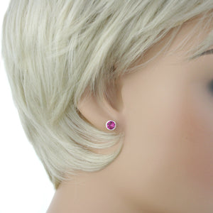 Sterling Silver Pink Austrian Crystal 5.5m Stud Earrings