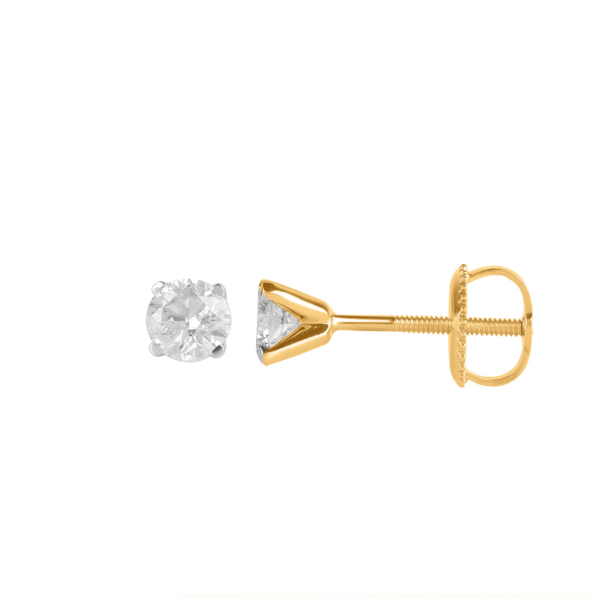 18ct Yellow Gold Diamond Round Brilliant Cut Stud Earrings .40ct TW