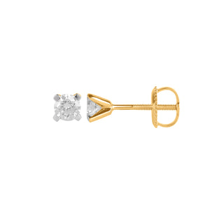 18ct Yellow Gold Diamond Round Brilliant Cut Stud Earrings .50ct TW