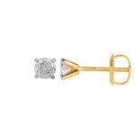 18ct Yellow Gold Diamond Round Brilliant Cut Stud Earrings .75ct TW
