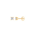 18ct Yellow Gold Diamond Princess Cut Stud Earrings .25ct TW