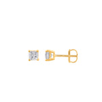 18ct Yellow Gold Diamond Princess Cut Stud Earrings .40ct TW