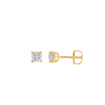 18ct Yellow Gold Diamond Princess Cut Stud Earrings 1.00ct TW