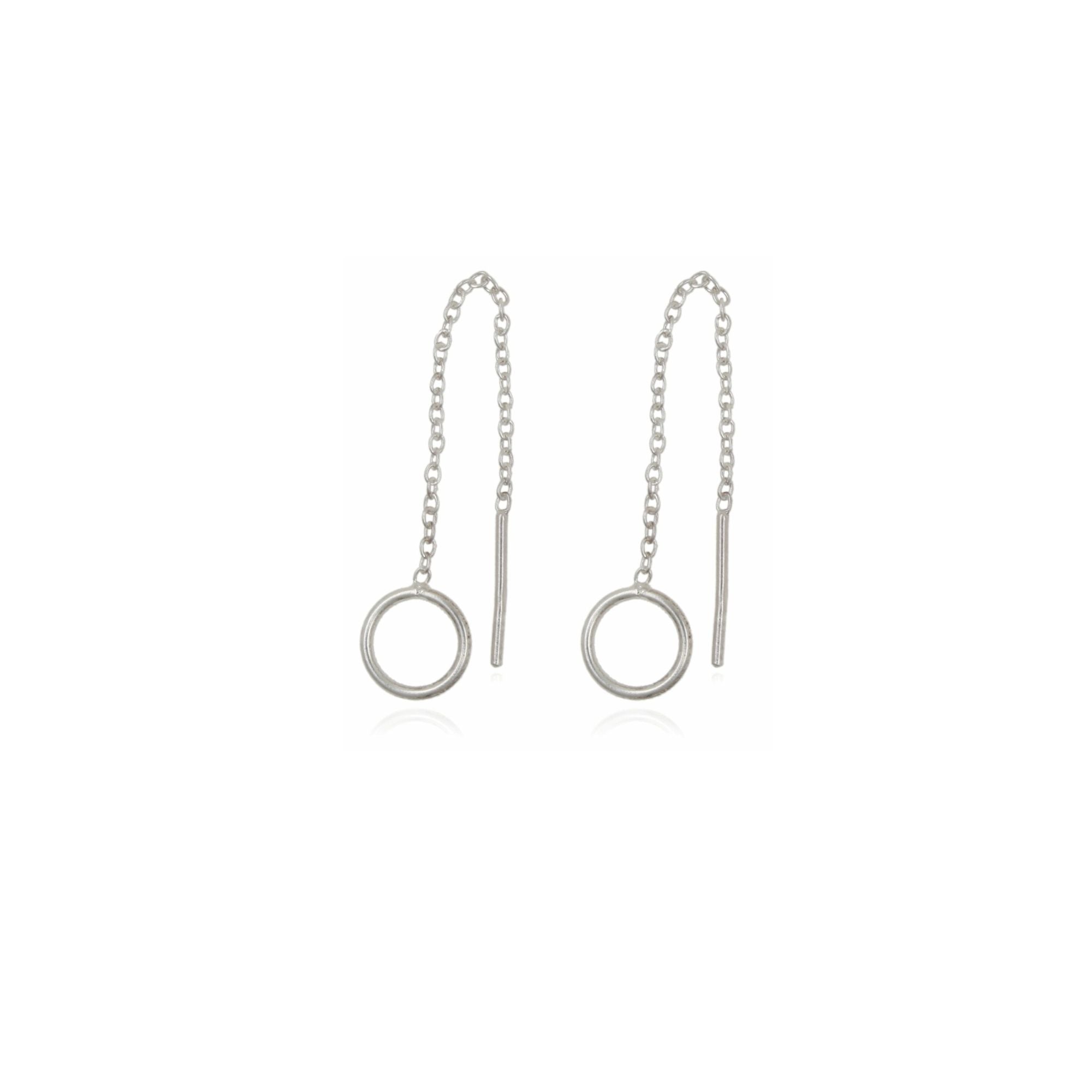 Sterling Silver Circle Thread Earrings