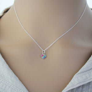 Sterling Silver Rainbow Heart Pendant & Chain