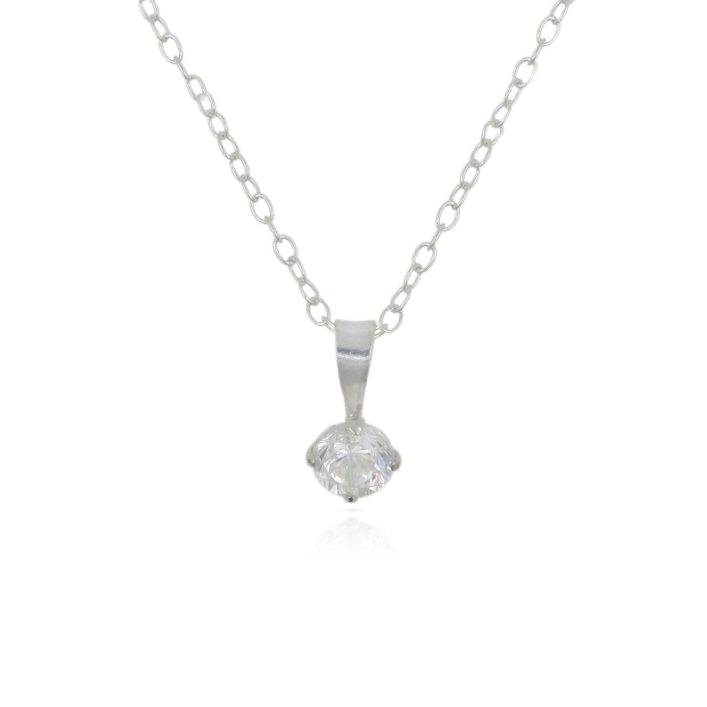 Sterling Silver 4mm CZ Pendant & Chain
