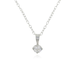 Sterling Silver 4mm CZ Pendant & Chain