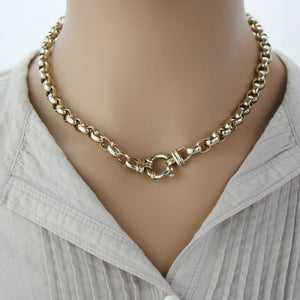 Sterling Silver Gold Plated Belcher Necklace 40cm