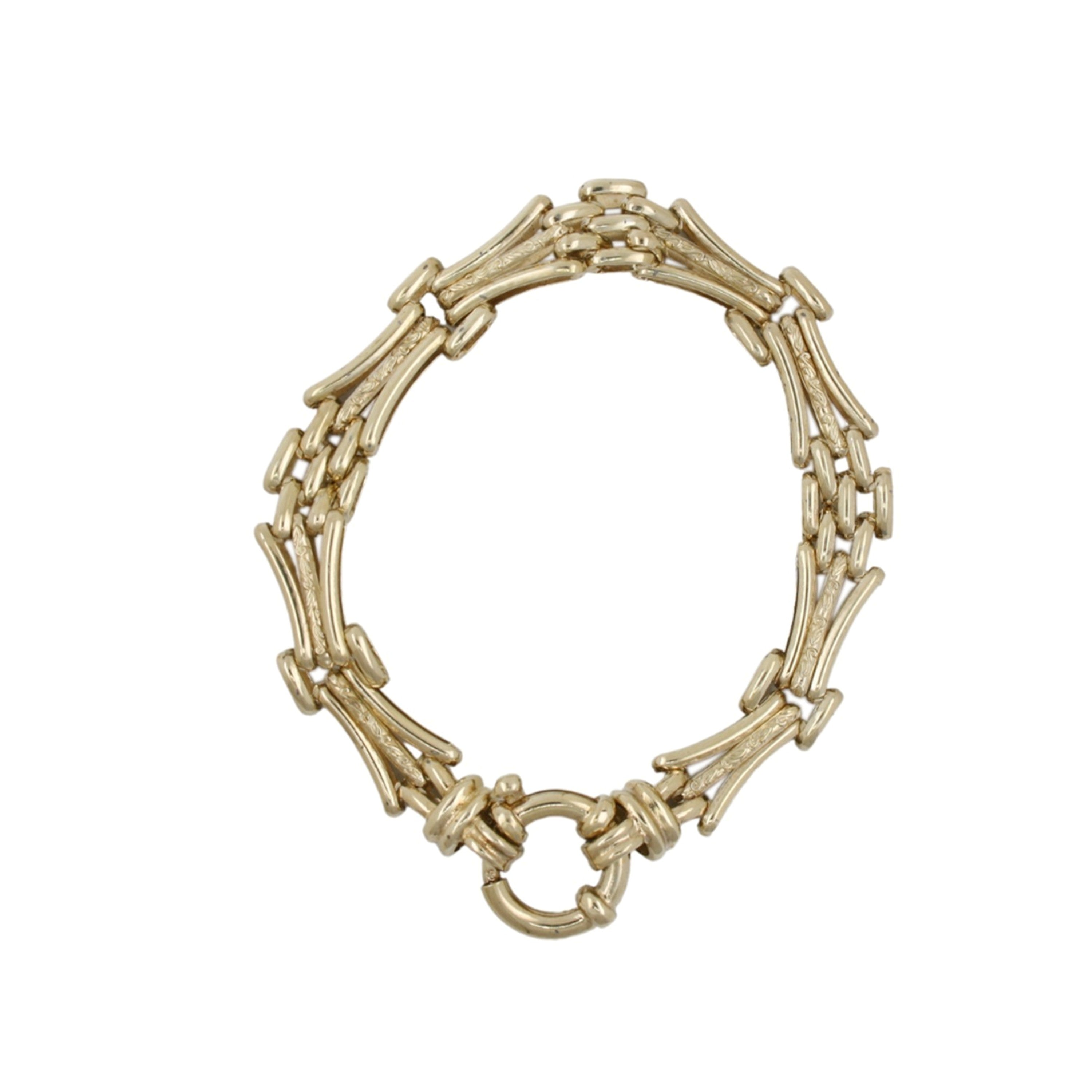 Sterling Silver Gold Plated Gate Bracelet With Euroclasp 18cm