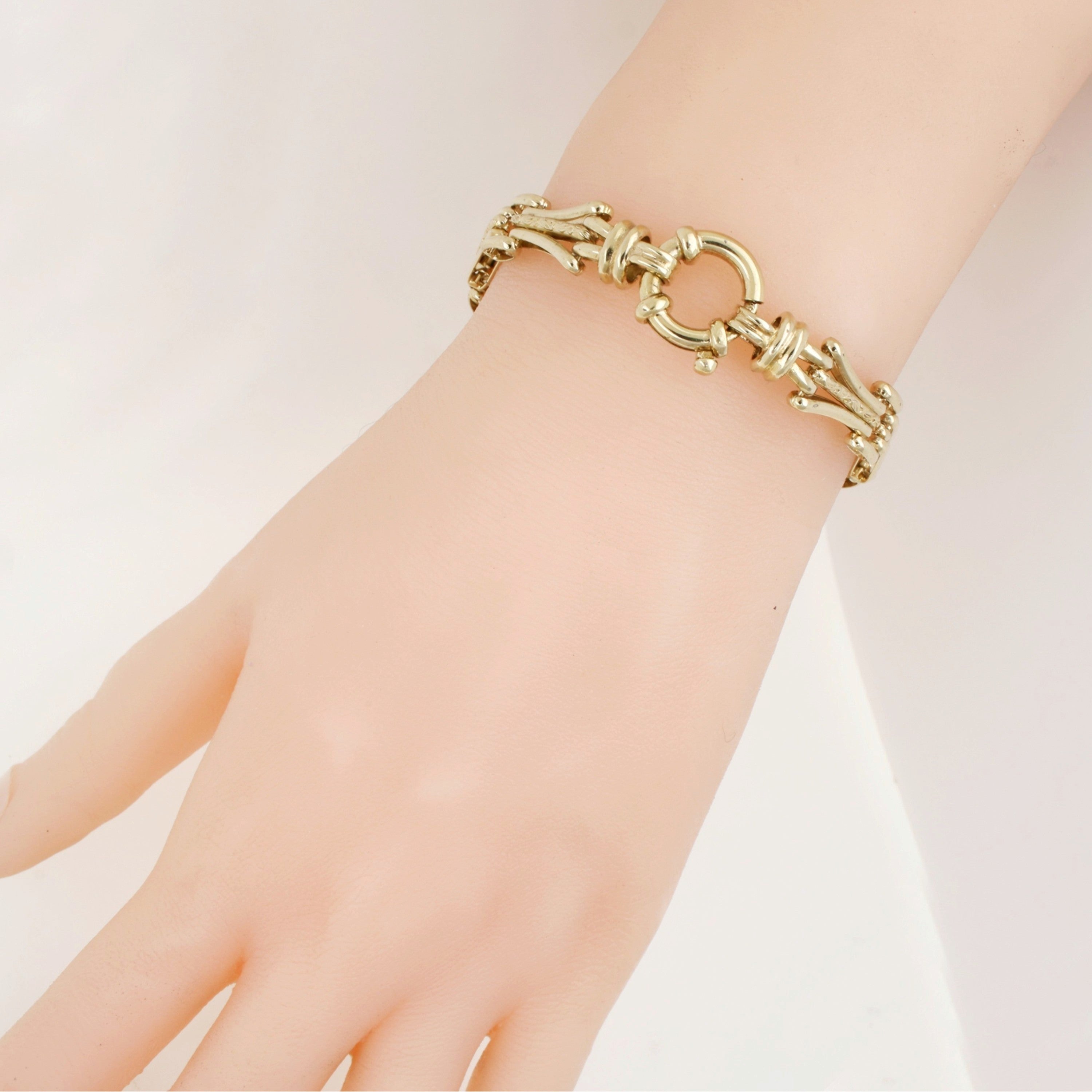 Sterling Silver Gold Plated Gate Bracelet With Euroclasp 18cm