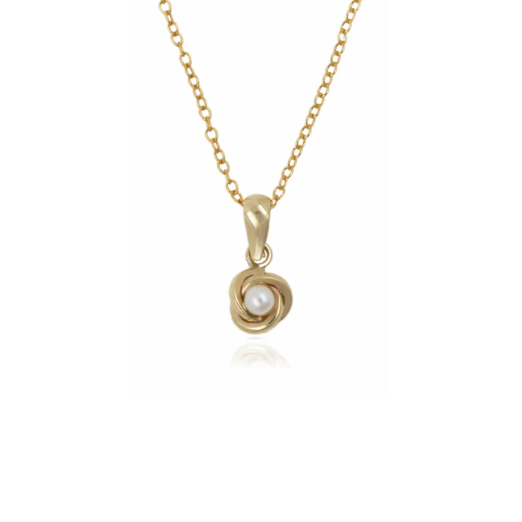 9ct Gold Fresh Water Pearl Knot Pendant