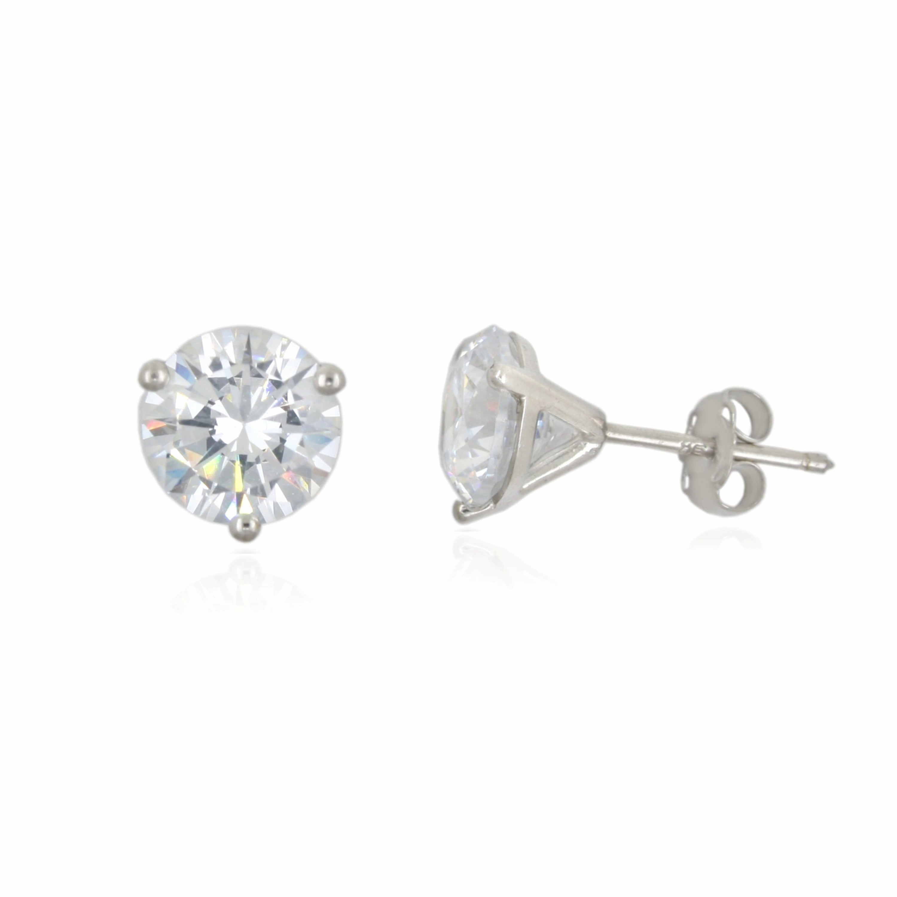 9ct White Gold 7mm CZ Earrings