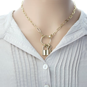 Stainless Steel Gold Padlock Chain
