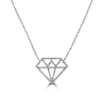 Sterling Silver Pave Diamond Pendant & Chain
