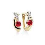 9ct Diamond & Created Ruby Cross Wrap Huggie Earrings