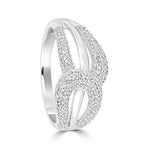 9ct White Gold Pave Crossover Ring .30ct TW
