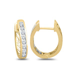 9ct Gold Diamond Channel Set Huggie Earrings .50ct TW