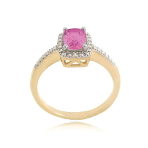 9ct Gold Created Pink Sapphire & Diamond  Ring