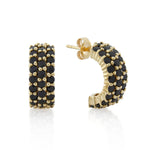 9ct Yellow Gold Black Cubic Zirconia Earrings