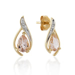 9ct Yellow Gold Morganite & Diamond Earrings
