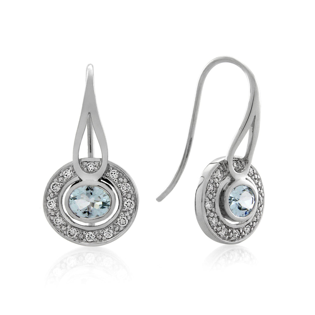 9ct White Gold Aquamarine & Diamond Earrings .24ct TW