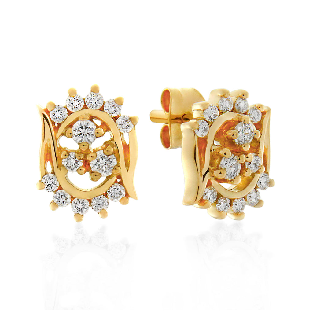 18ct Yellow Gold Diamond Earrings .34ct TW