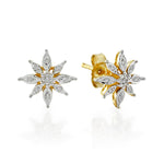 9ct Yellow Gold Flower Diamond Earrings