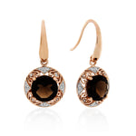 9ct Rose Gold Smoky Quartz & Diamond Earrings