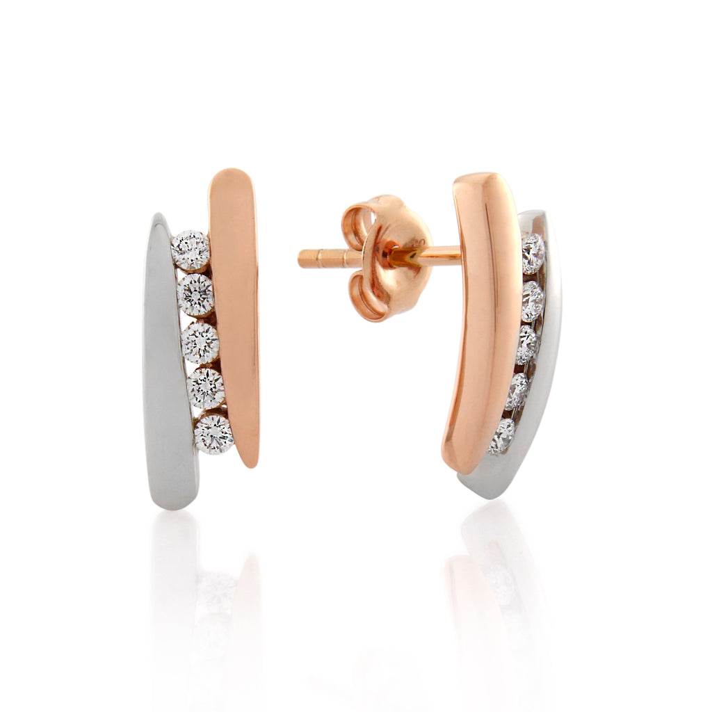 9ct White & Rose Gold Diamond Earrings 1/4ct TW