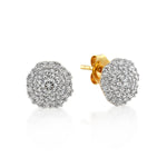 18ct Yellow Gold Diamond Cluster Stud Earrings 1/2ct TW