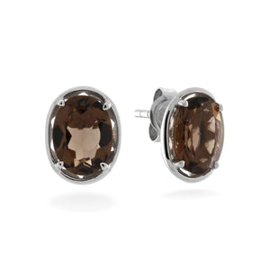 9ct White Gold Smoky Quartz Stud Earrings