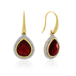 18ct Yellow Gold Created Ruby & Diamond Hook Earrings .24ct TW