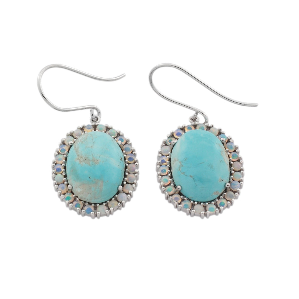 Sterling Silver Opal & Australian Turquoise Earrings