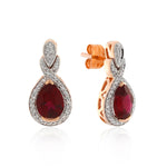 9ct Rose Gold Created Ruby & Diamond Earrings .20ct TW