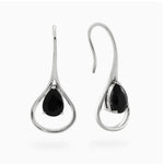 9ct White Gold Dark Sapphire Hook Earrings