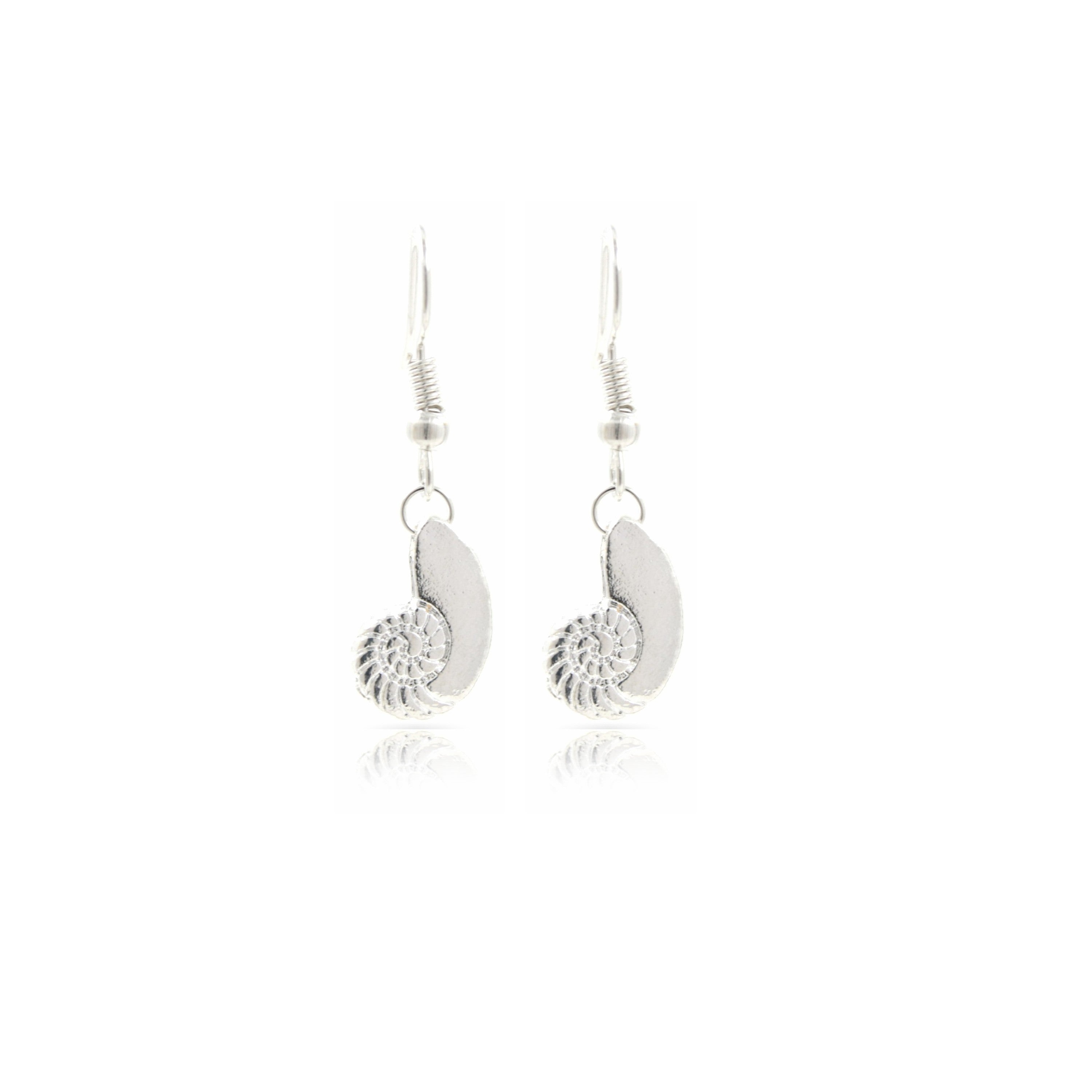 Silver Tone Shell Hook Fashion Earrings