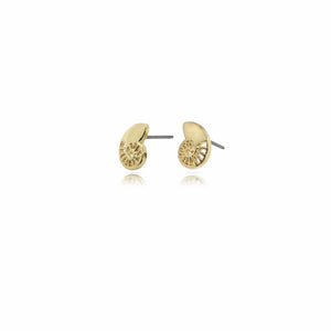 Gold Tone Petite Shell Fashion Stud Earrings