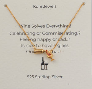Sterling Silver Gold Plated Wine Necklace