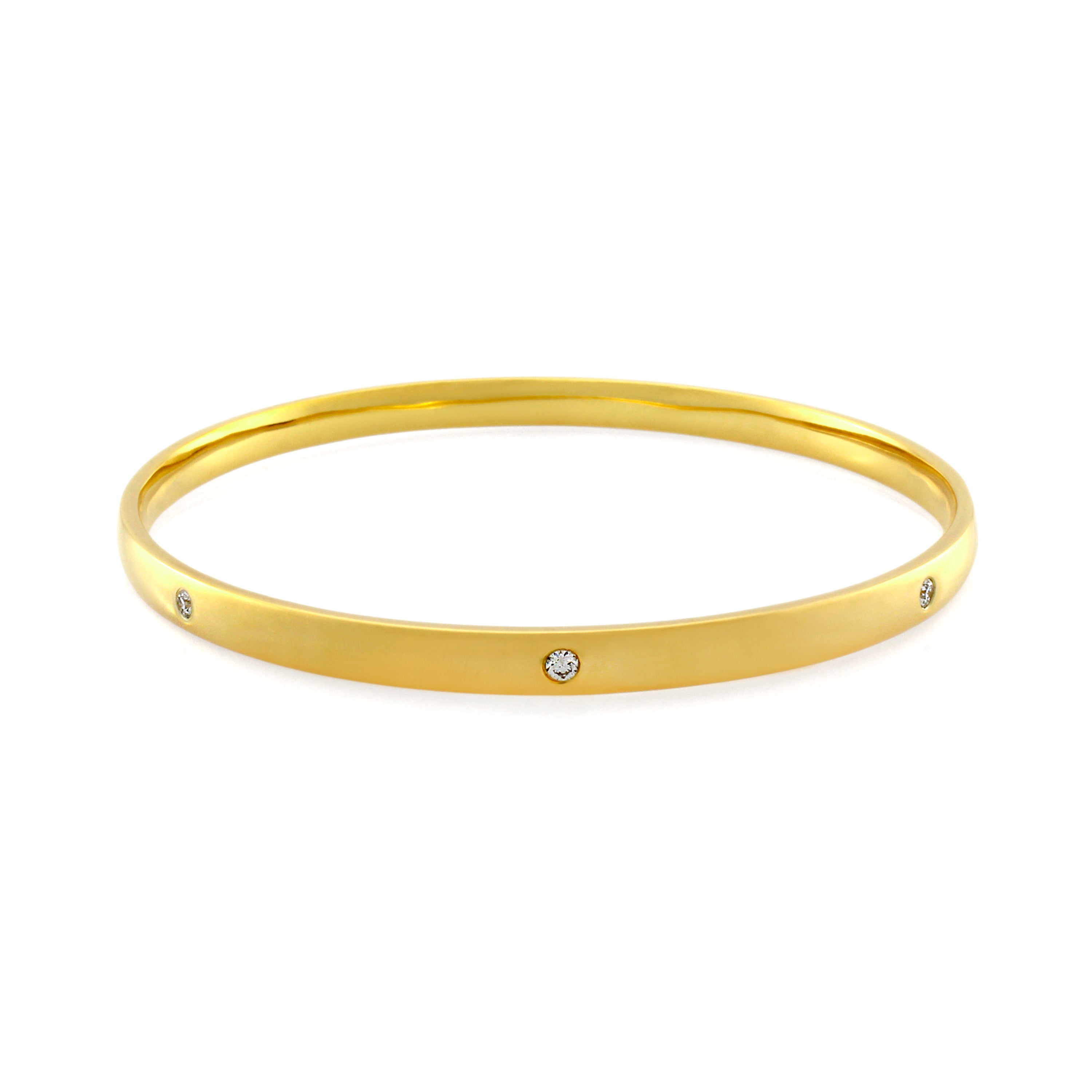 9ct Yellow Gold Diamond Hammer Set Bangle1/4ct TW