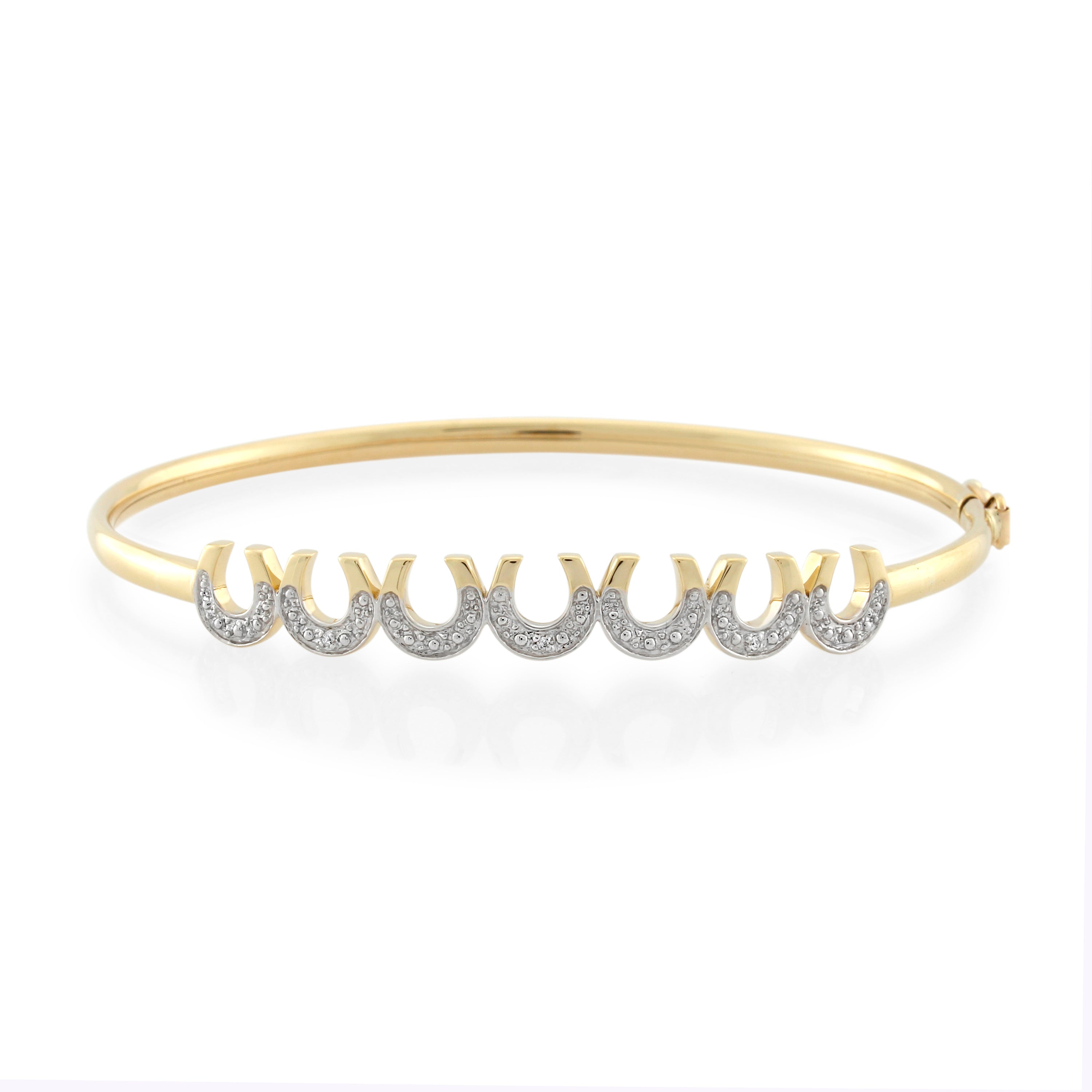 9ct Yellow Gold Diamond Horseshoe Bangle