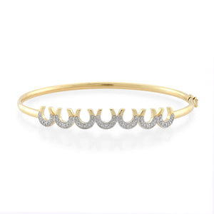 9ct Yellow Gold Diamond Horseshoe Bangle