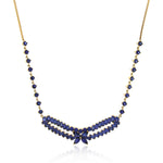18ct Yellow Gold Created Blue Sapphire Necklace