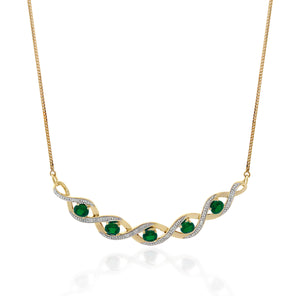 9ct Yellow Gold Created Emerald & Diamond Necklace