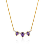 9ct Yellow Gold Pear Shaped Amethyst & Diamond Necklace