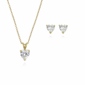 Sterling Silver Gold Plated 3.14ct TW Heart Earring & Pendant Set