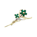 9ct Yellow Gold Created Emerald & Diamond Brooch